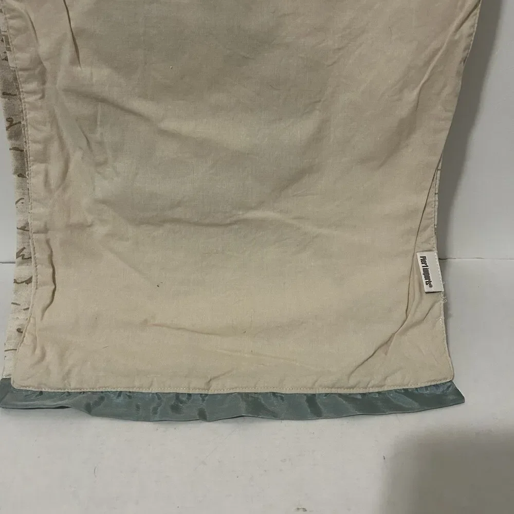 Pier 1 One Floral Embroidered Blue Green Tan Table Runner 13”x71” Cottagecore